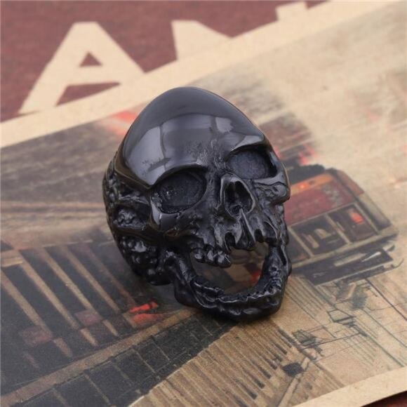 Solid Death Skull Zombi Mens Solid Stainless Steel Ring Trendy - Picture 6 of 8